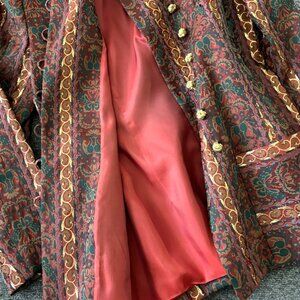 MARY MCFADDEN For Saks Fifth Ave Red, Blue Tapestry GOLD Lame 2pc SUIT-AVAILABLE